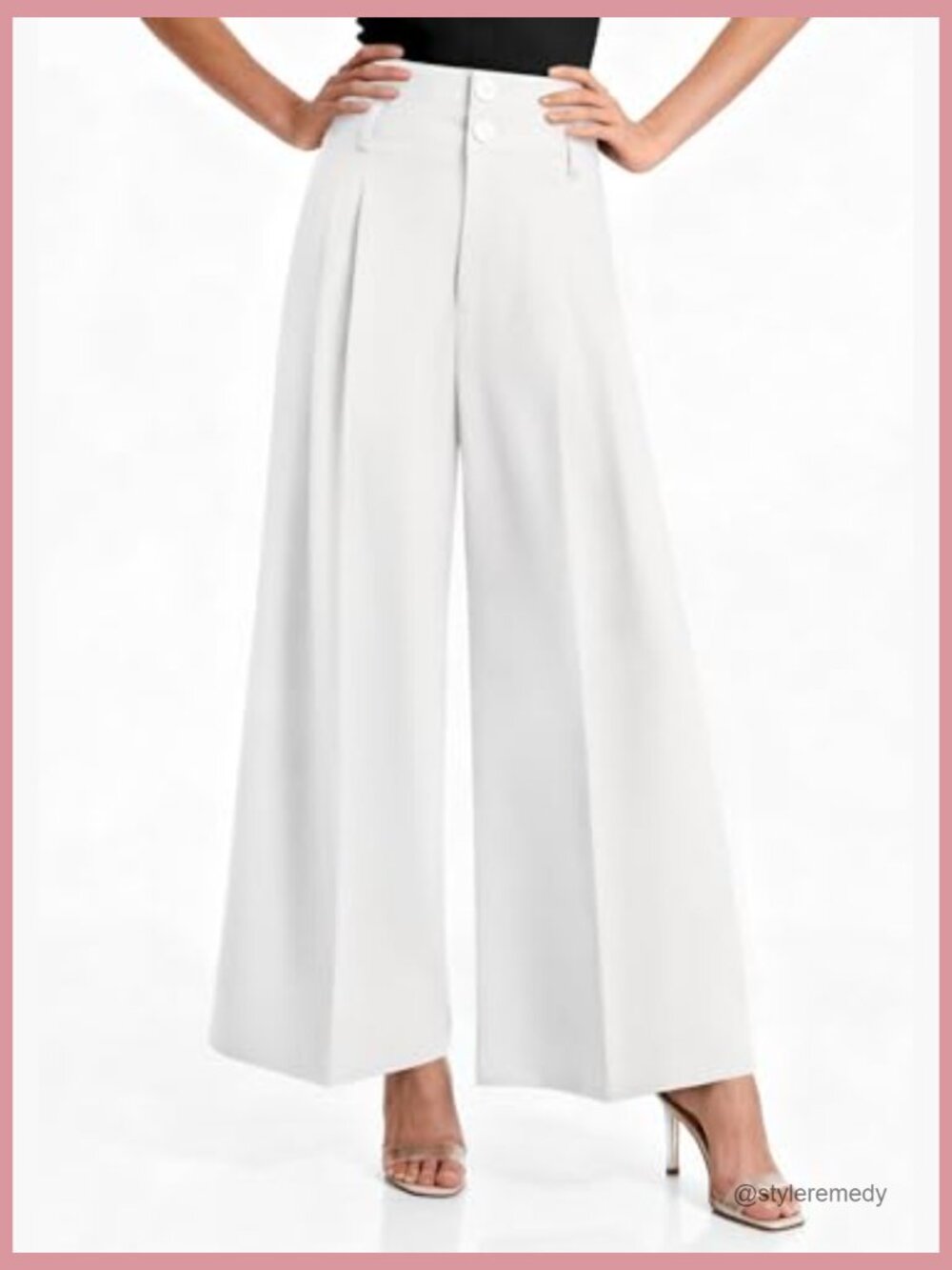 100% Polyester Wide Leg Palazzo Pants High Waist Pleated Work Casual - Picture 2 of 7